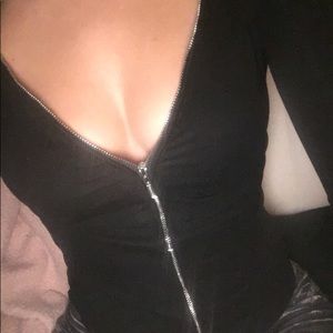 ‼️🔥NWT SEXY ZIPPER V NECK LONG SLEEVE